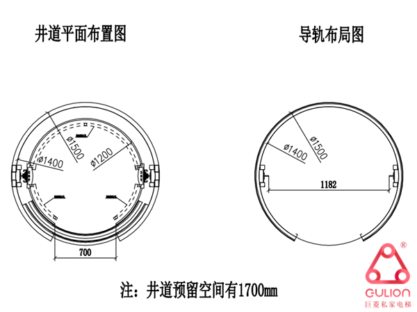 直徑1700mm圓形別墅電梯詳細設計方案，江蘇南通客戶案例